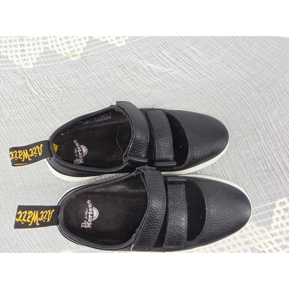 Dr. Martens Mae Black Pebbled Leather Double Strap Mary Jane Platform Shoes 5